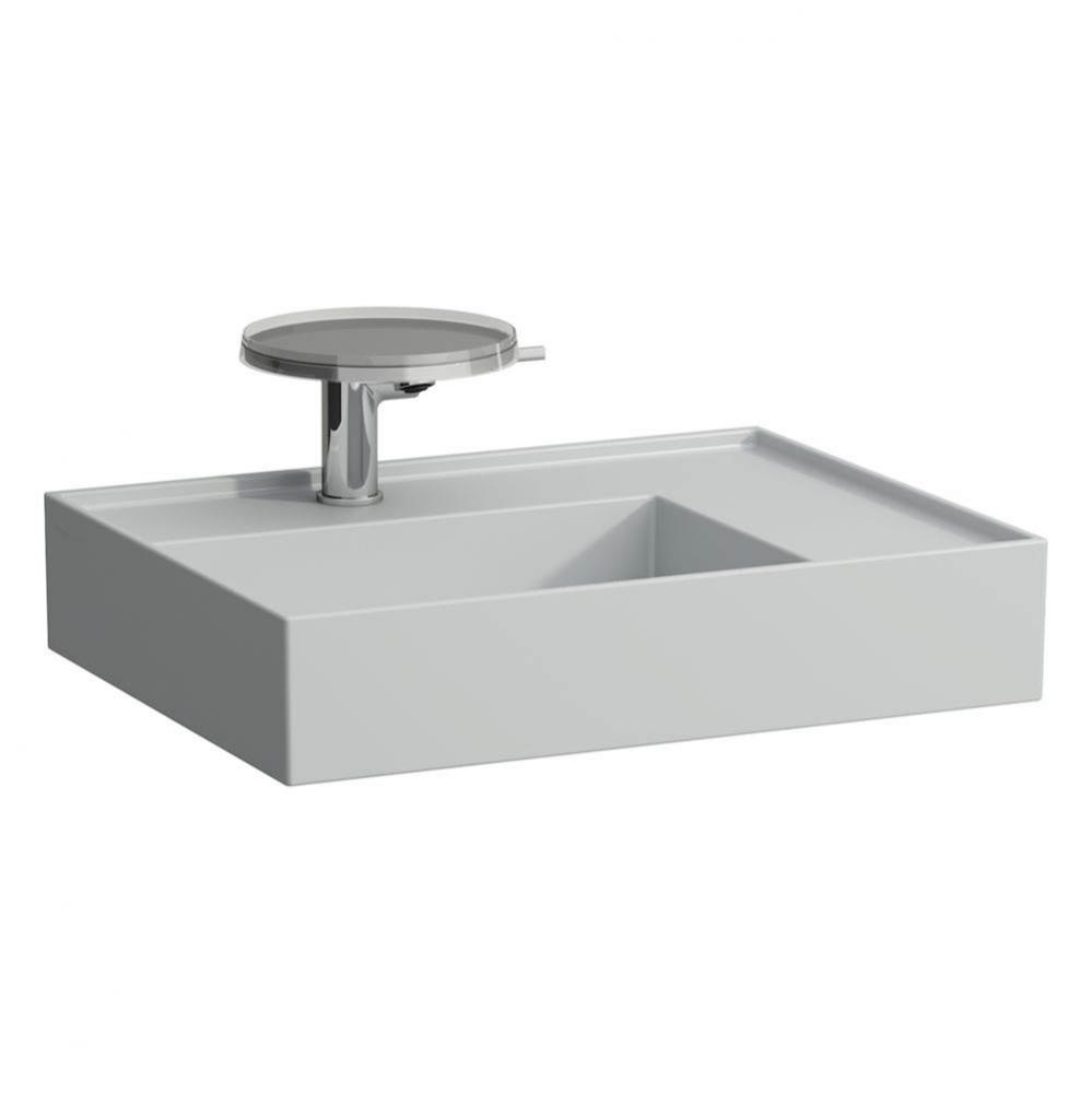 Washbasin, shelf right, with concealed outlet, w/o overflow, wall mounted