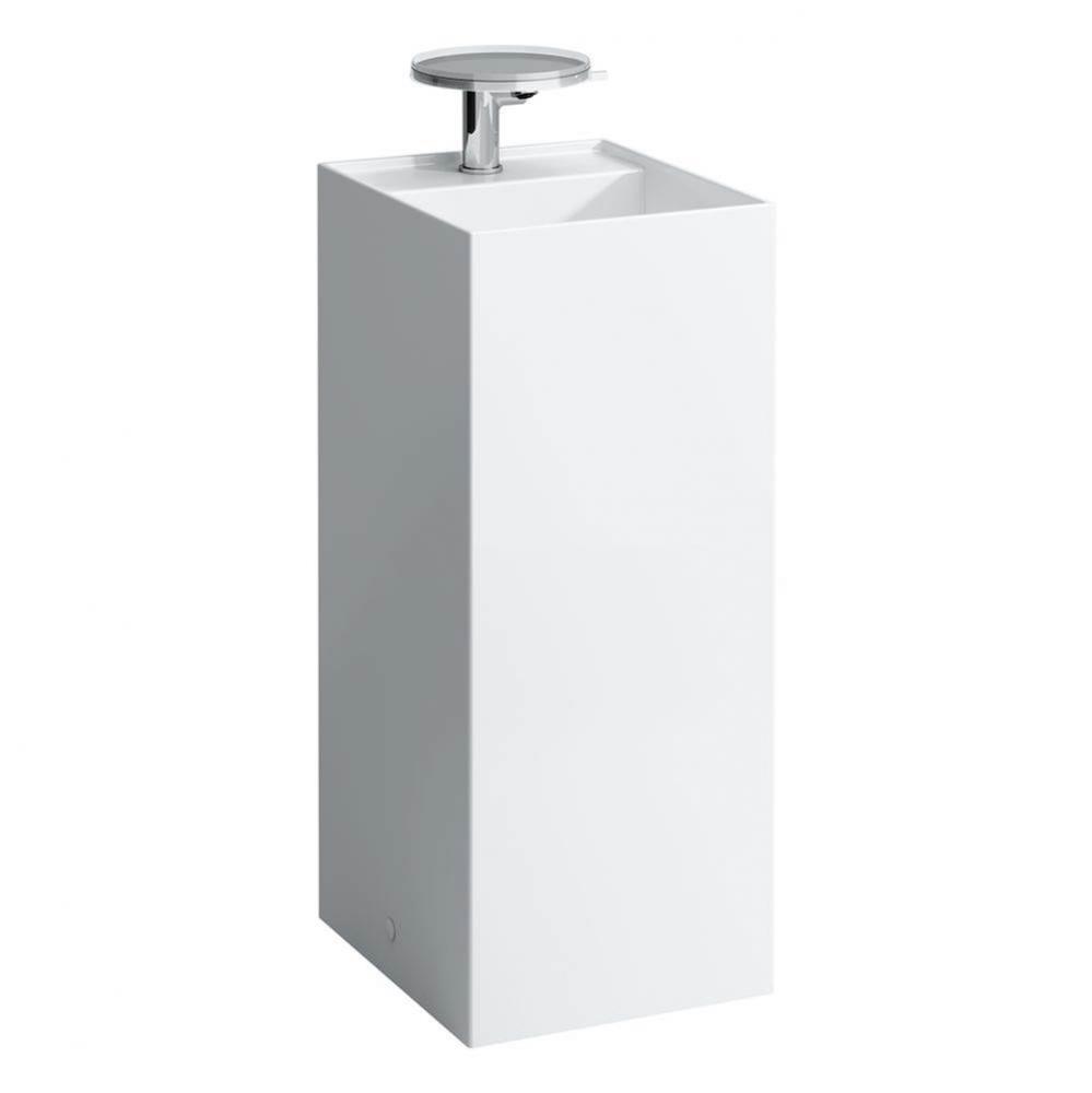 Freestanding washbasin with concealed outlet, w/o overflow