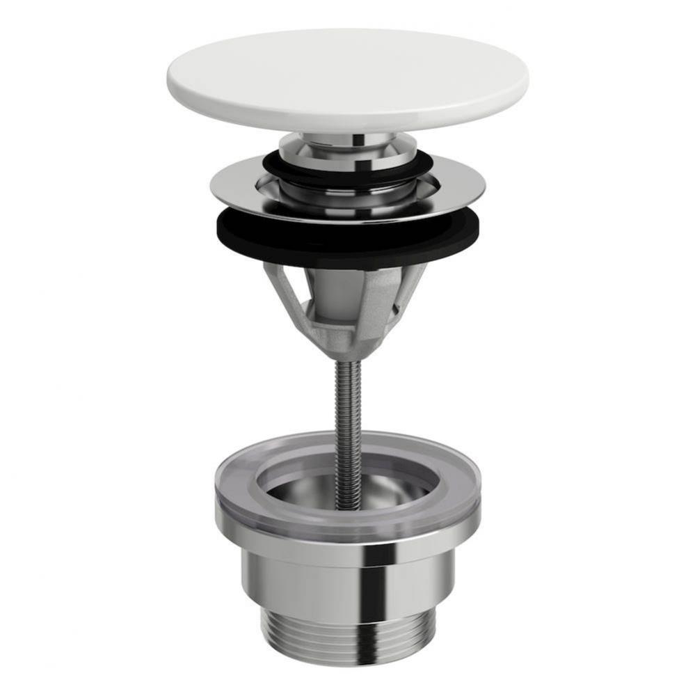 Push-open drain valve with SaphirKeramik Cover