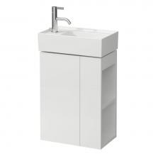 Laufen H4075170336411 - Vanity Only with one glass shelf, door hinge left, open shelf right for handwashbasin tap bank lef