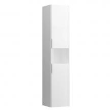 Laufen H4026921102601 - Tall Cabinet, 2 doors, door hinge right, 1 open shelf, 2 glass shelves, design matching vanity uni