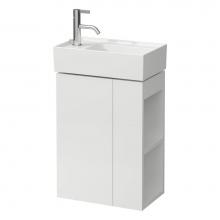 Laufen H4075170336401 - Vanity Only with one glass shelf, door hinge left, open shelf right for handwashbasin tap bank lef