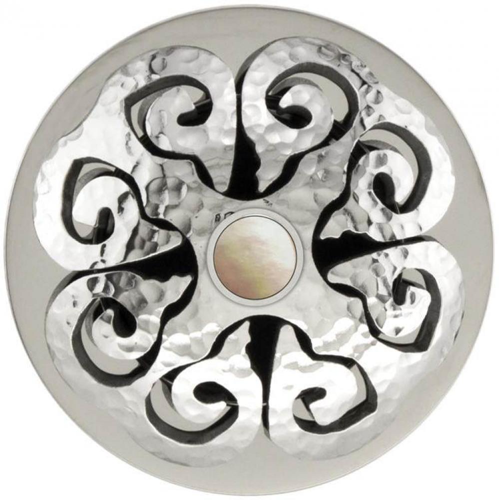 Hawaiian Quilt Grid Strainer - Satin Hammered Finish, Mother of Pearl Screw, No Overflow