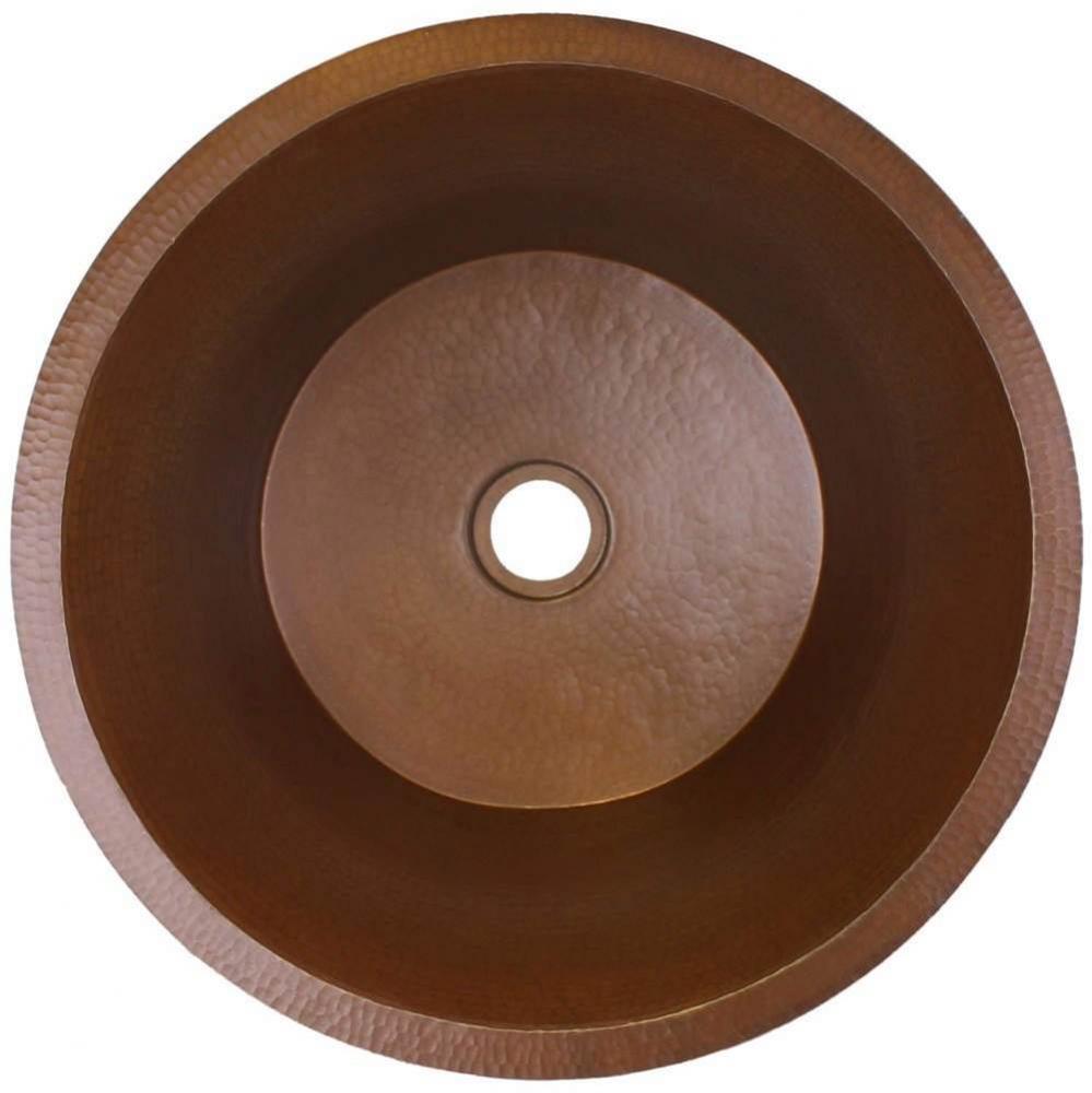 Hammered Small Round Flat Bottom Bar/Utility, 2'' drain opening