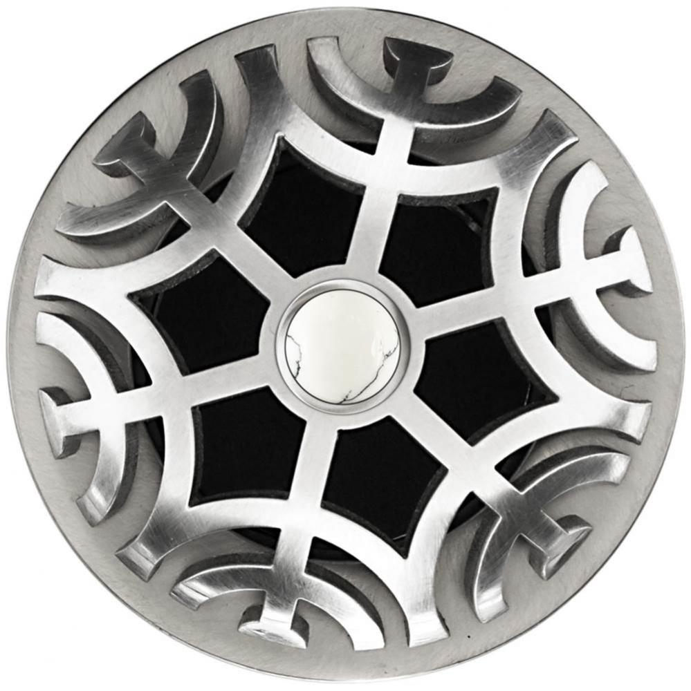 Maze Grid Strainer - Satin Smooth Finish..White Stone Screw, No Overflow
