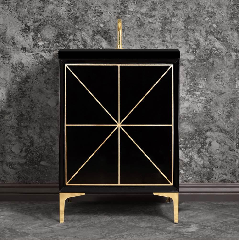 DIVERGENCE 30'' Wide Vanity, Black, Polished Brass Hardware, 30'' x 22'&a