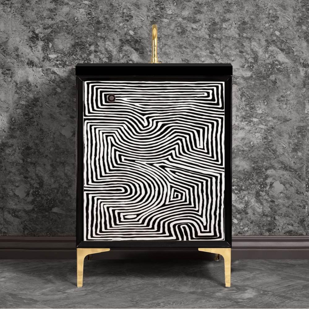 KUBA 30'' Wide Vanity, Black, Polished Brass Hardware, 30'' x 22'' x