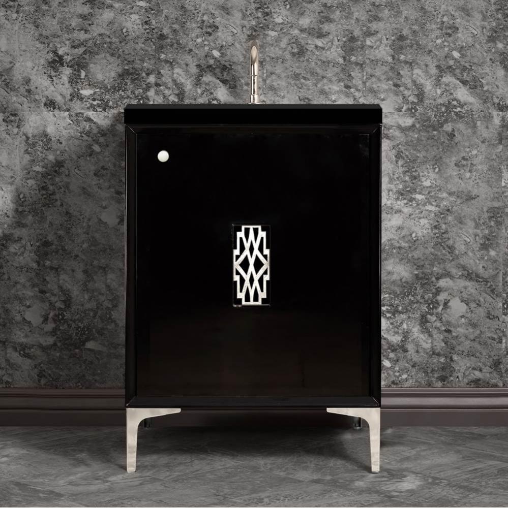 FRAME with Deco Grate 30'' Wide Vanity, Black, Polished Nickel Hardware, 30''