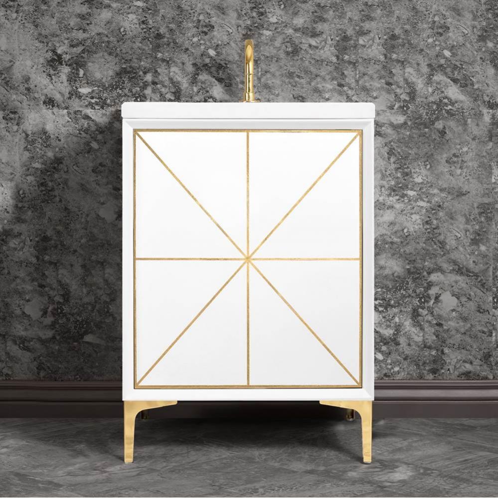 DIVERGENCE 24'' Wide Vanity, White, Polished Brass Hardware, 24'' x 22'&a