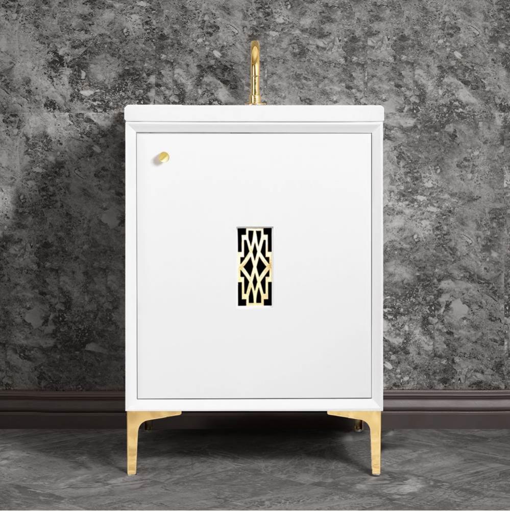 FRAME with Deco Grate 30'' Wide Vanity, White, Polished Nickel Hardware, 30''