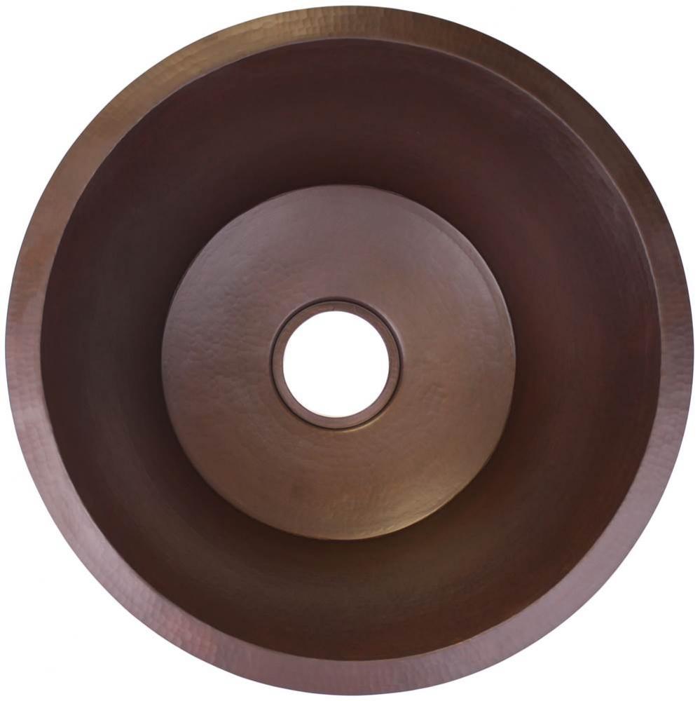Hammered Small Round Flat Bottom Bar/Utility, 3.5'' drain opening