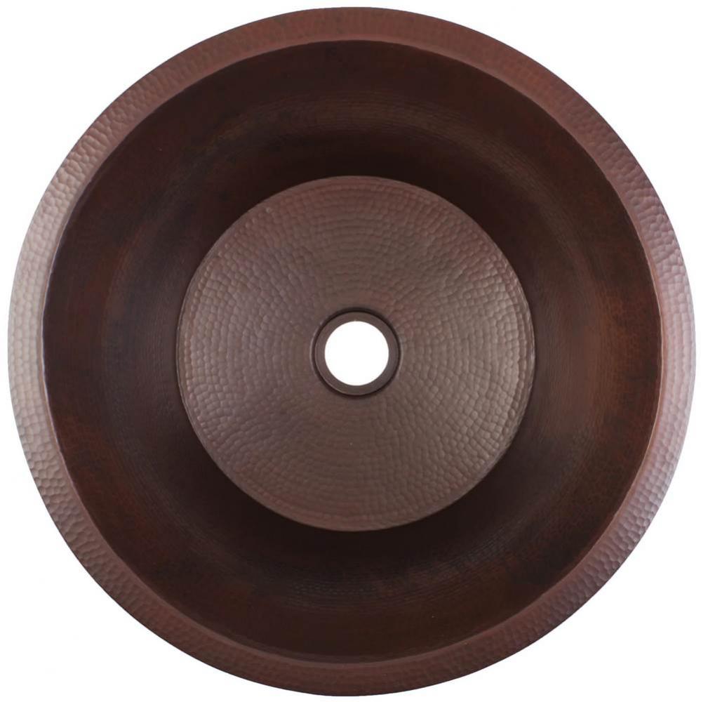 Hammered Large Round Flat Bottom Bar/Utility with 2'' drain opening