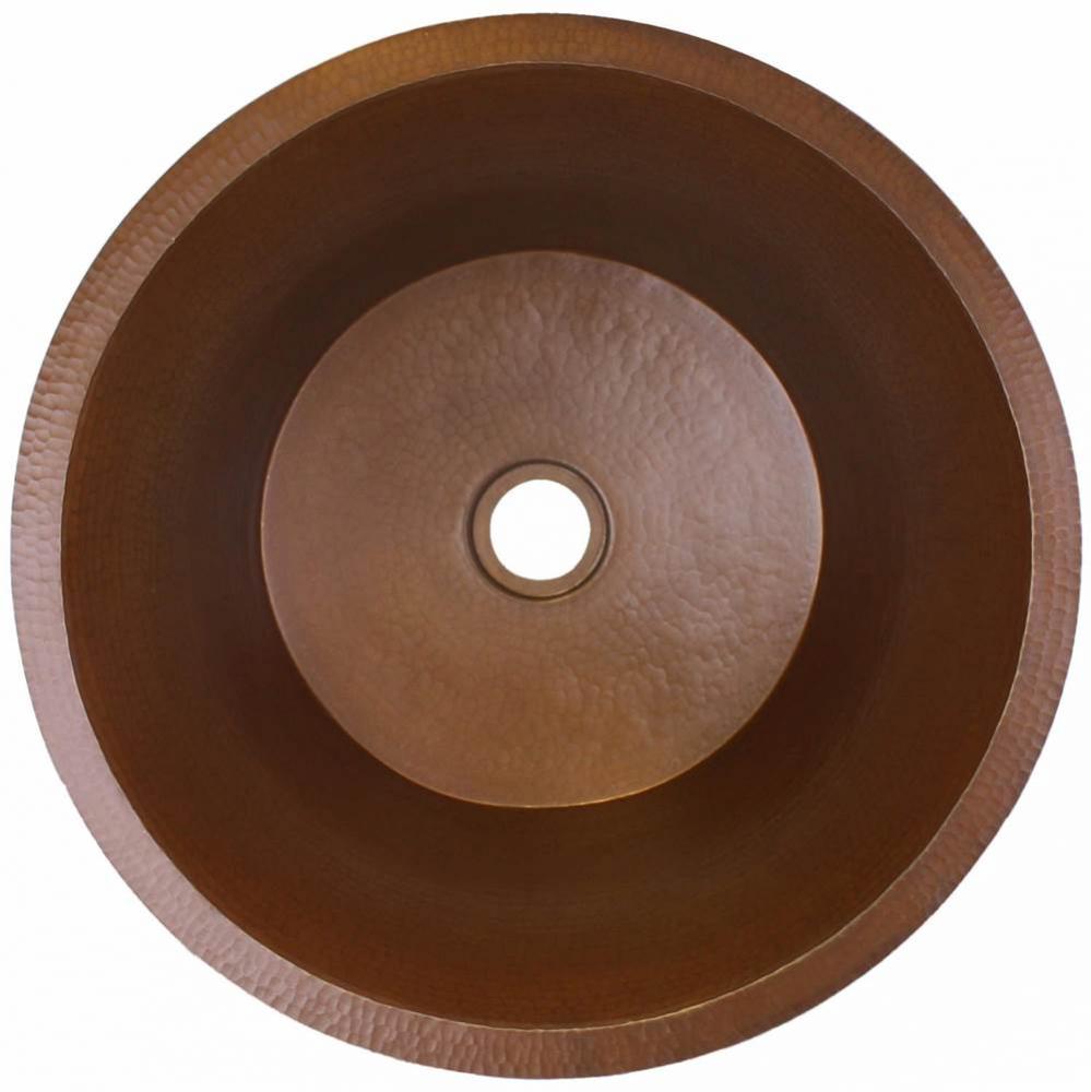 Hammered Large Round Flat Bottom Bar/Utility with 2'' drain opening