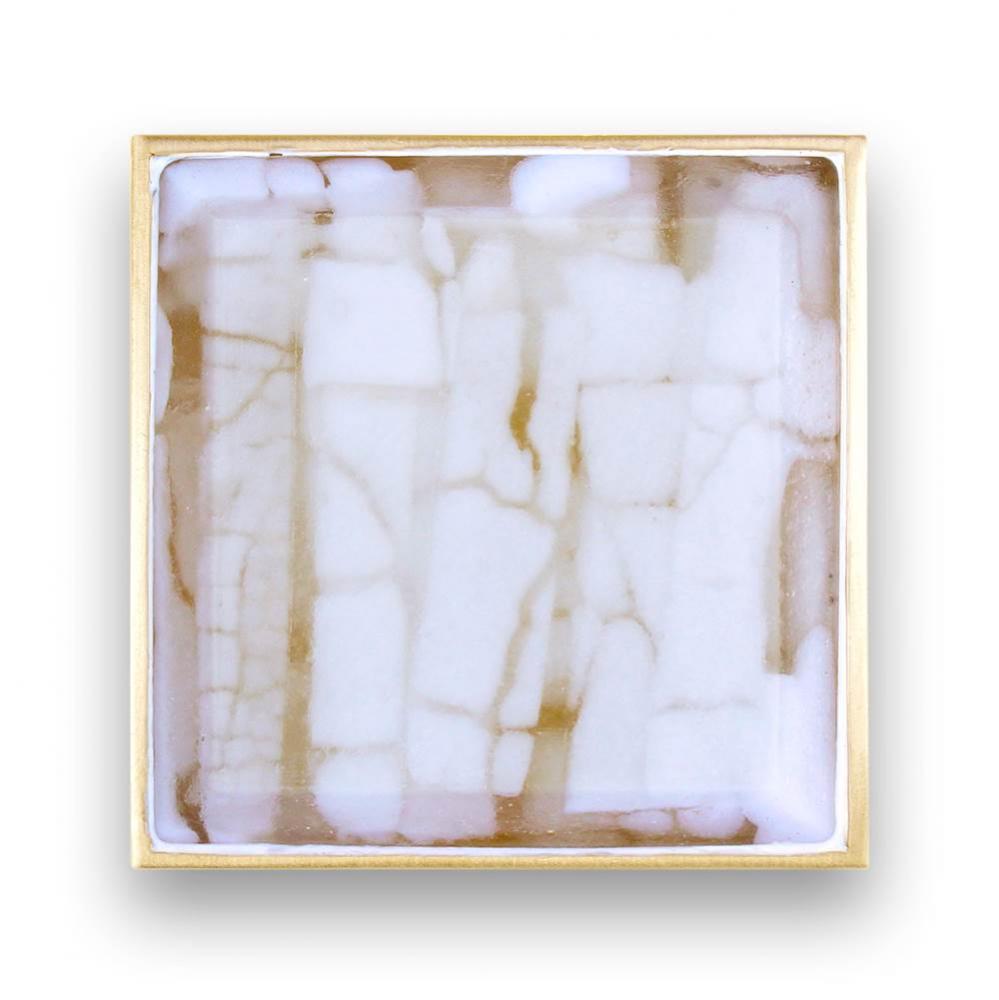 3'' Artisan Glass Prism Vanity Hardware, Small Square with White Tiger Prism