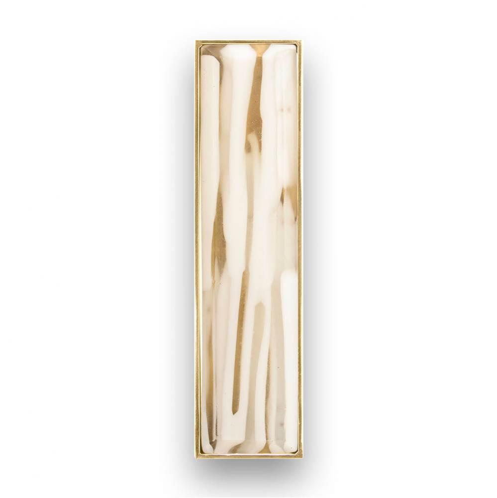 8'' Artisan Glass Prism Vanity Hardware, Small Rectangle with White Tiger Prism