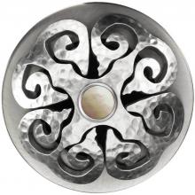 Linkasink D012 SH-SCR02-O - Hawaiian Quilt Grid Strainer - Satin Hammered Finish, Mother of Pearl Screw, With Overflow