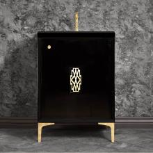 Linkasink VAN36B-011-SB - FRAME with Deco Grate 36'' Wide Vanity, Black, Satin Brass Hardware, 36'' x 22