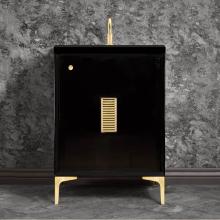 Linkasink VAN24B-013-SB - FRAME with Louver Grate 24'' Wide Vanity, Black, Satin Brass Hardware, 24'' x