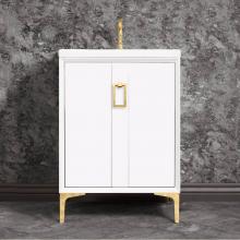 Linkasink VAN36W-008-SB - TUXEDO with Coach Pull 36'' Wide Vanity, White, Satin Brass Hardware, 36'' x 2