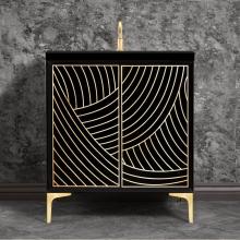 Linkasink VAN30B-001-SB - LATEEN 30'' Wide Vanity, Black, Satin Brass Hardware, 30'' x 22'' x