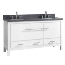 Luxart LXVANITYAE61WT - Andressa® Eclectic 61'' Double Bowl Bathroom Vanity