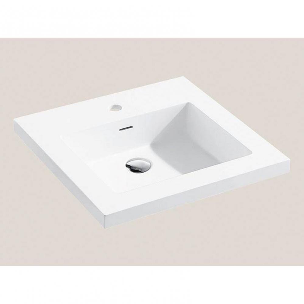 X-Stone Top/Basin, 24'' x 18'' x 1-1/2'', Glossy White, Single Fauce