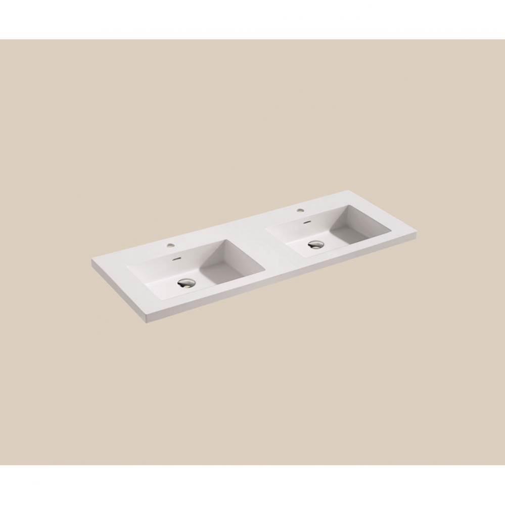 X-Stone Top/Basin, 48'' x 18'' x 1-1/2'', Double Basin, Glossy White