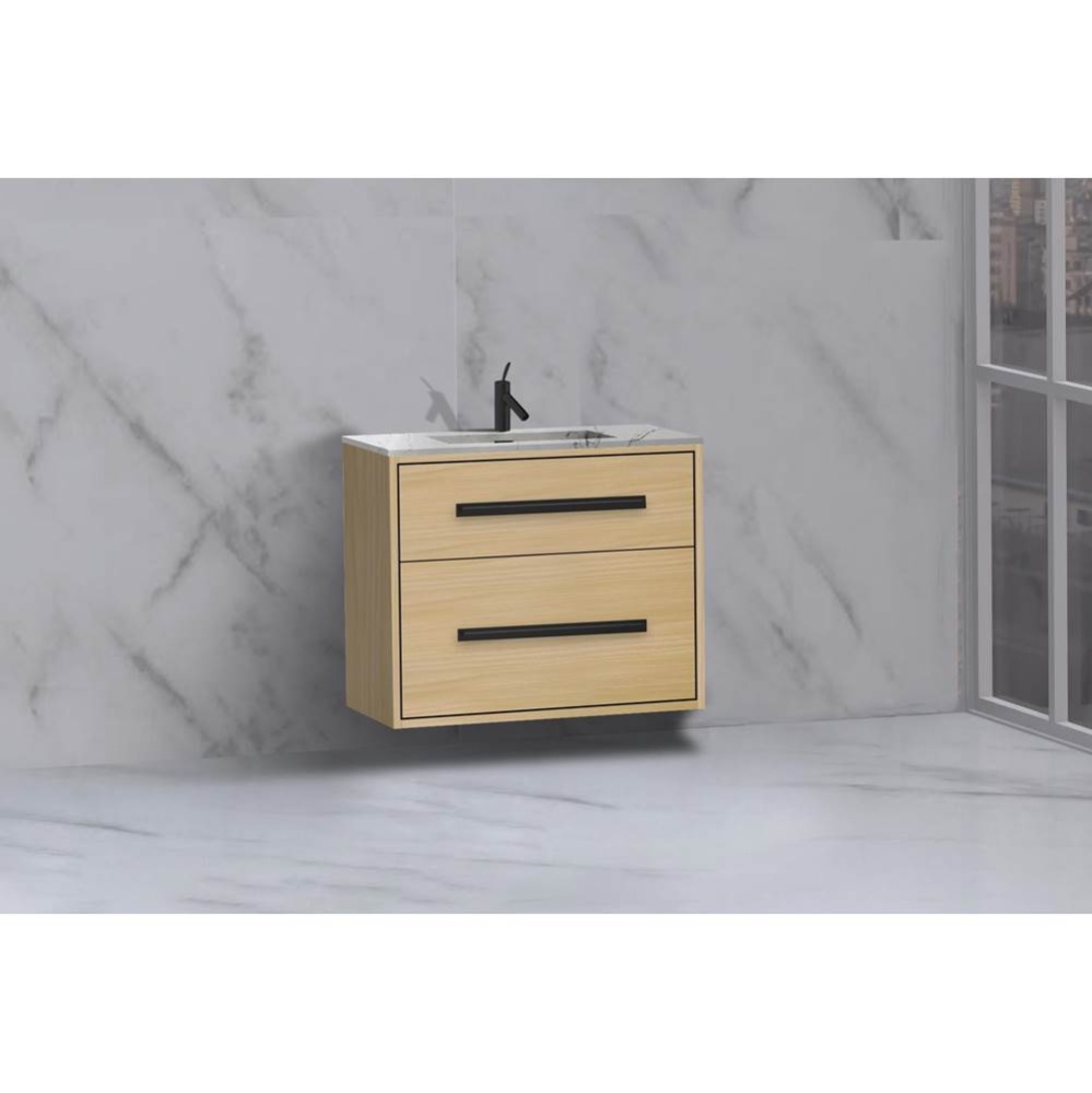 Apogee 30'' Wall hung Vanity Cabinet in Natural Oak/HW: Polished Chrome(PC)