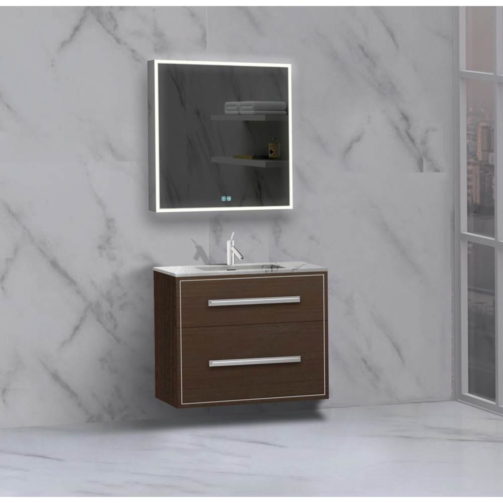 Apogee 30'' Wall hung Vanity Cabinet in Walnut/HW: Polished Chrome(PC)