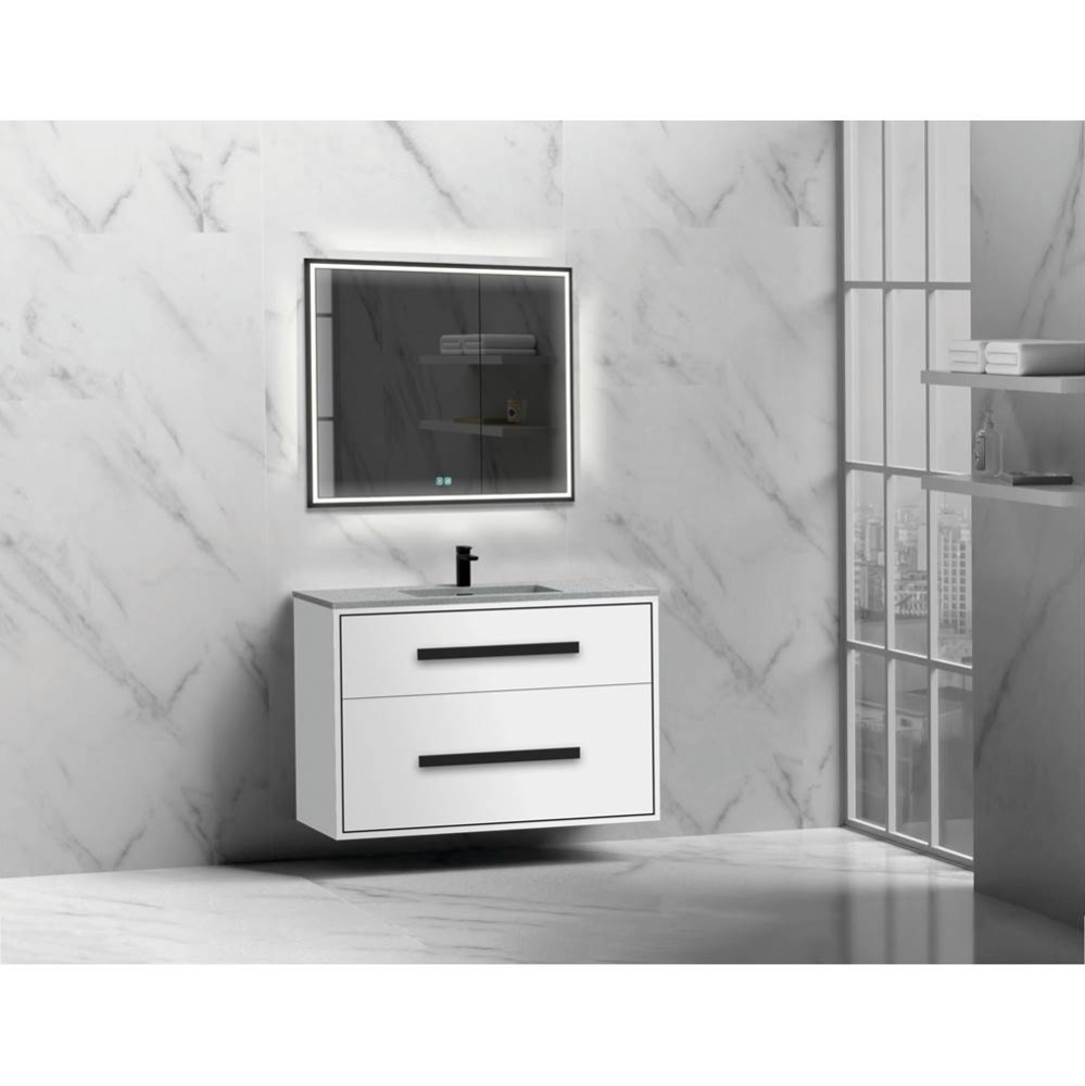 Apogee 36'' Wall hung Vanity Cabinet in White/HW: Polished Chrome(PC)