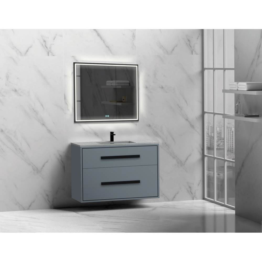Apogee 42'' Wall hung Vanity Cabinet in Studio Grey/HW: Polished Chrome(PC)