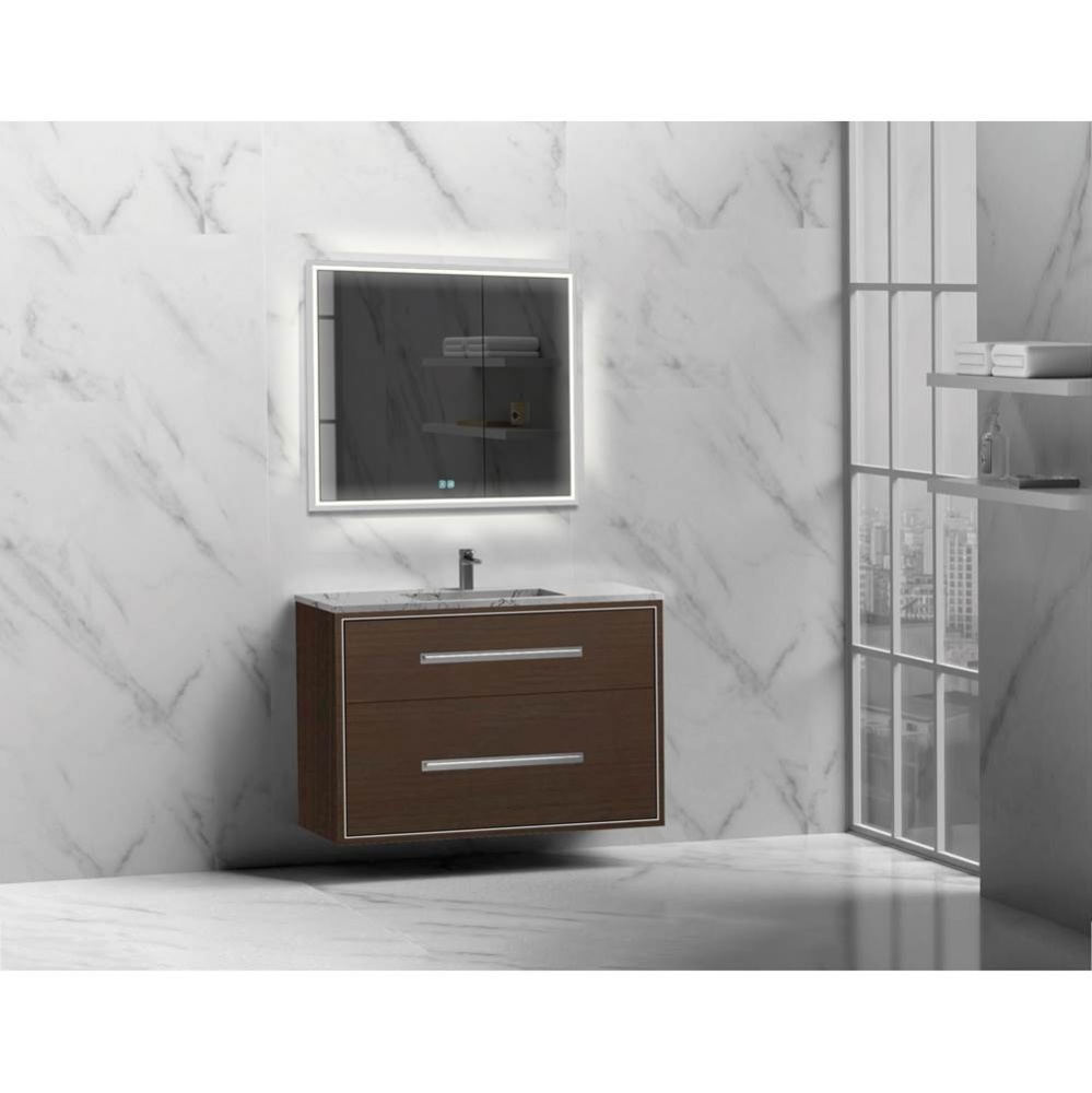 Apogee 42'' Wall hung Vanity Cabinet in Walnut/HW: Polished Chrome(PC)