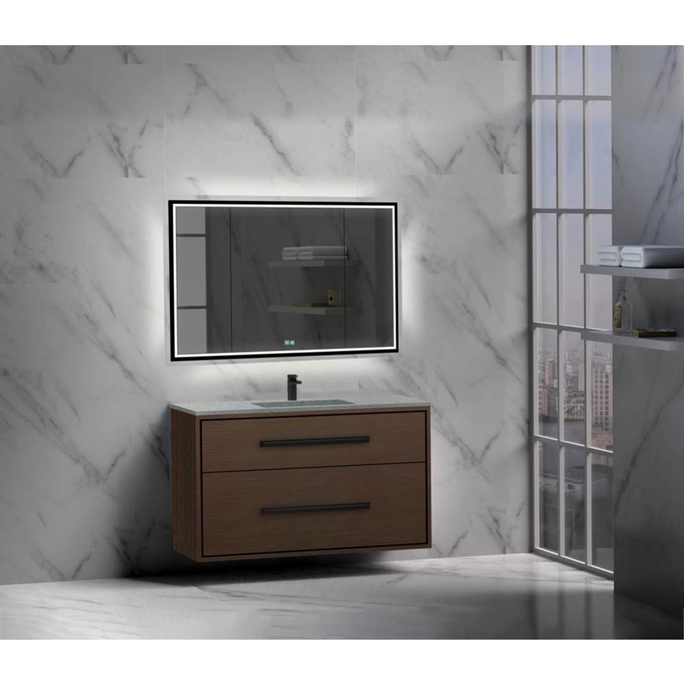 Apogee 48C'' Wall hung Vanity Cabinet in Walnut/HW: Polished Chrome(PC)