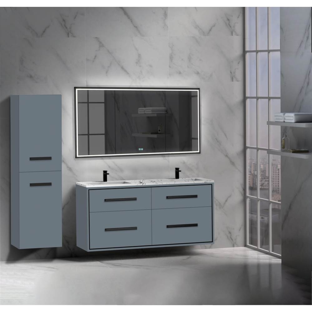 Apogee 60D'' Wall hung Vanity Cabinet in Studio Grey/HW: Polished Chrome(PC)