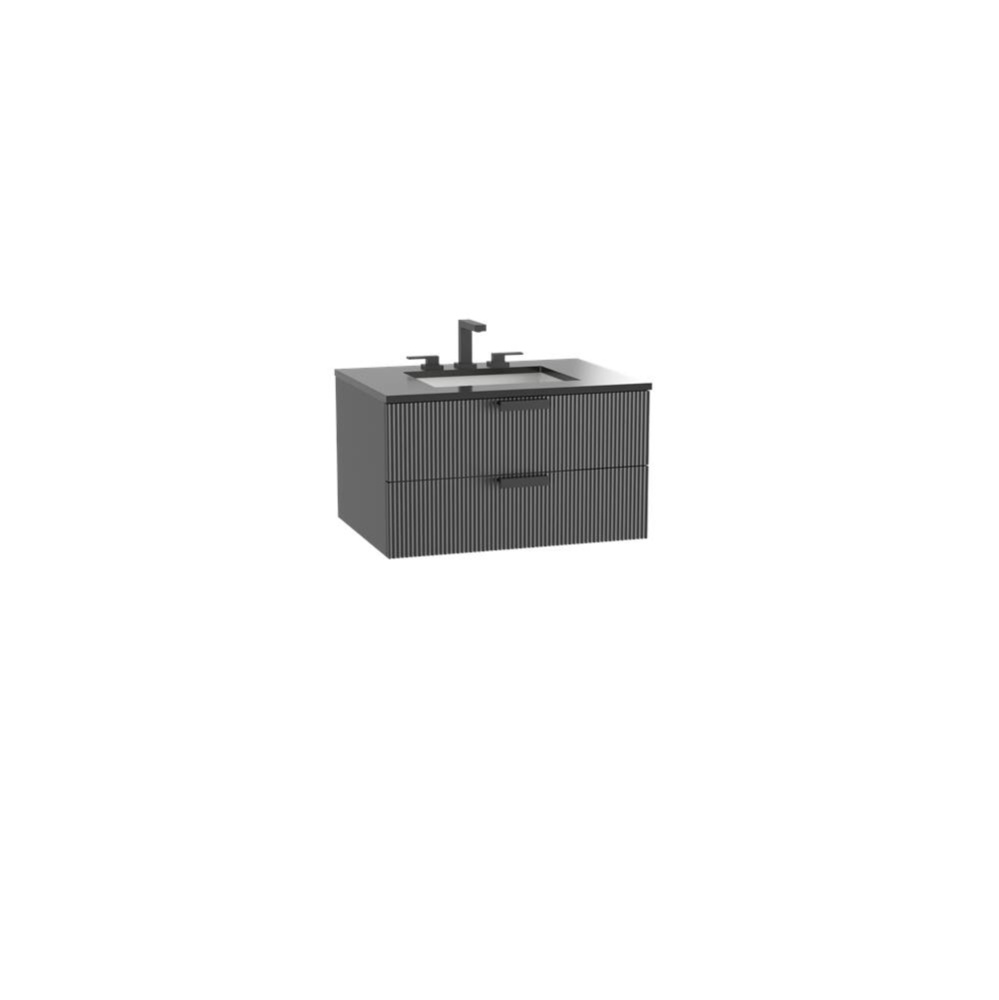 Geo 30'' Wall Hung Cabinet Matte Black/HW: Polished Chrome(PC)