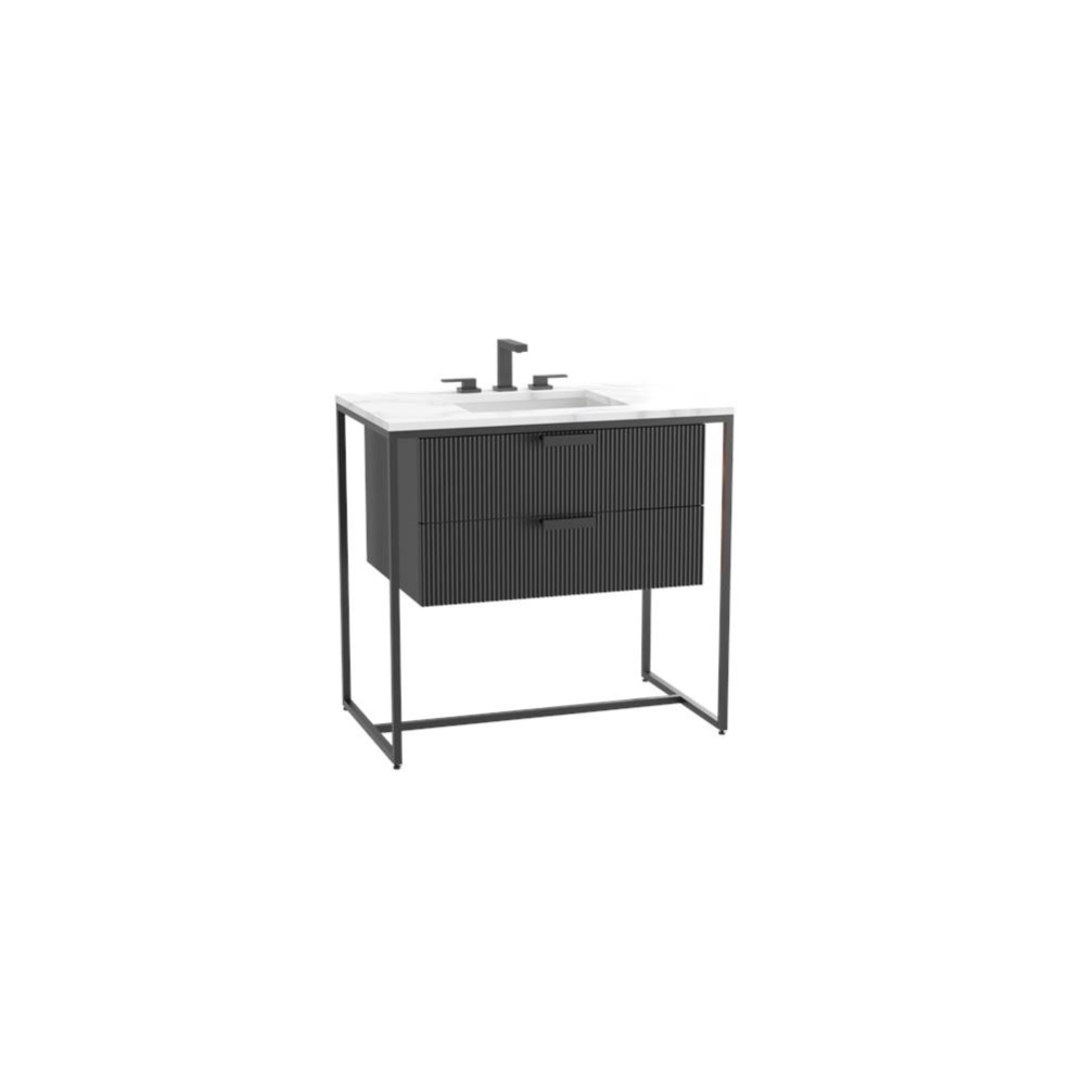Trapezio 36'' Free Standing Cabinet Matte Black/HW: Polished Chrome(PC)