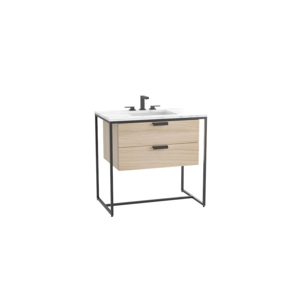 Trapezio 36'' Free Standing Cabinet Natural Oak/HW: Polished Chrome(PC)