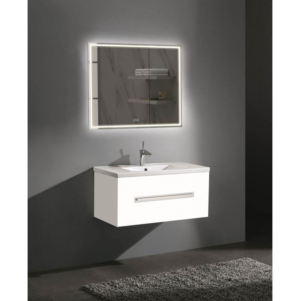 Vogue 36'' Wall Hung Vanity Cabinet White/HW: Polished Chrome(PC)