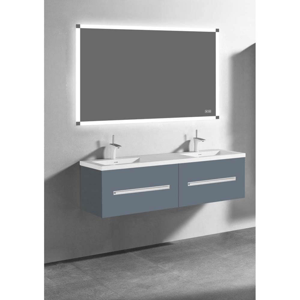 Vogue 60D'' Wall Hung Vanity Cabinet Studio Grey/HW: Polished Chrome(PC)
