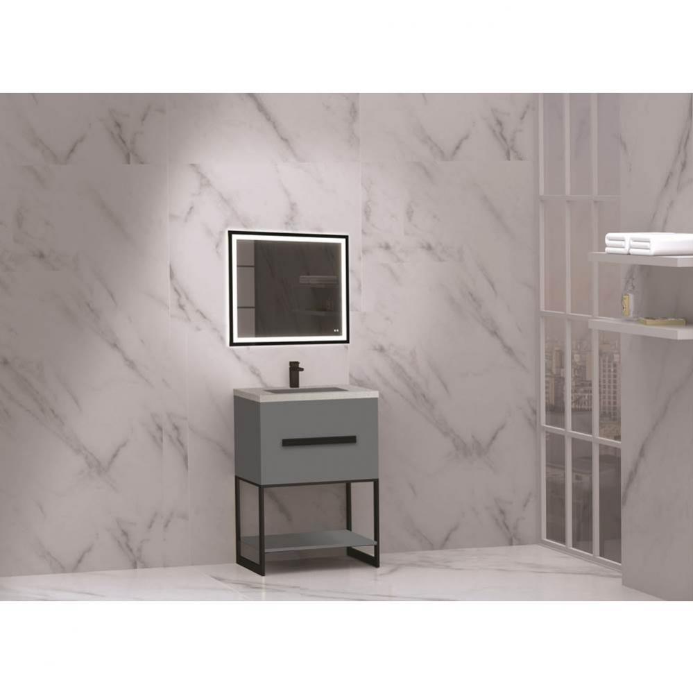 Madeli Loft 24'' Free Standing Vanity Cabinet Studio Grey/HW: Satin Brass(SB)