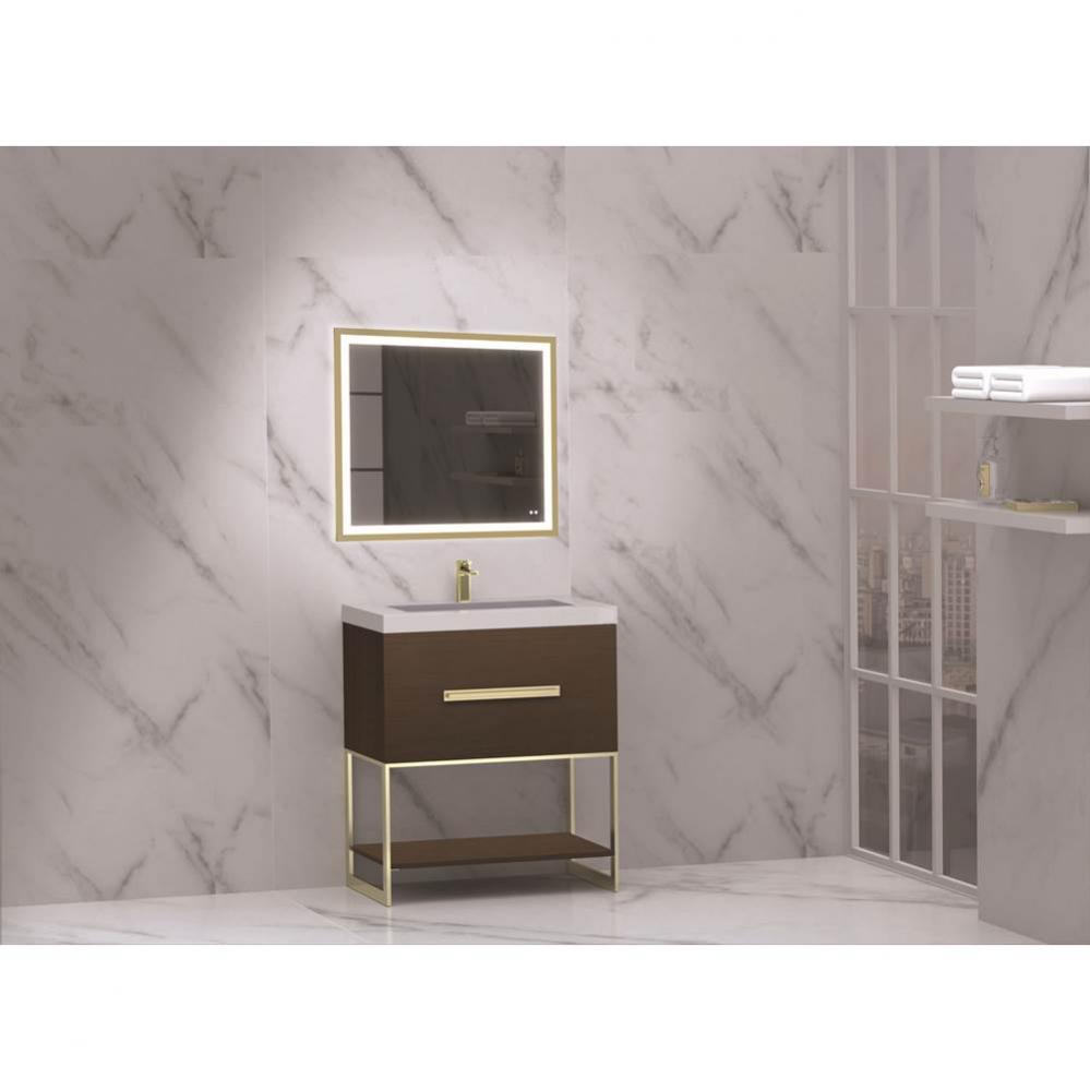 Madeli Loft 30'' Free Standing Vanity Cabinet Walnut/HW: Polished Chrome(PC)