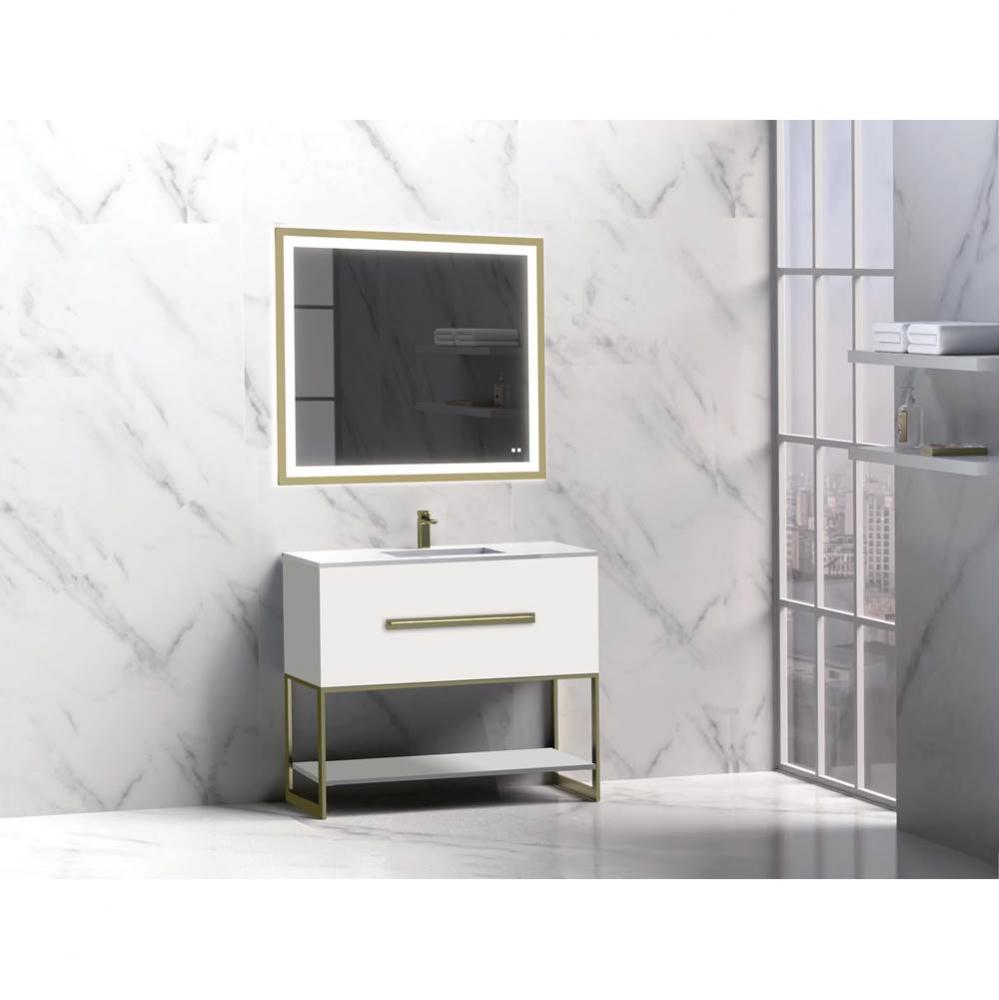 Madeli Loft 36'' Free Standing Vanity Cabinet White/HW: Polished Nickel  (PN)