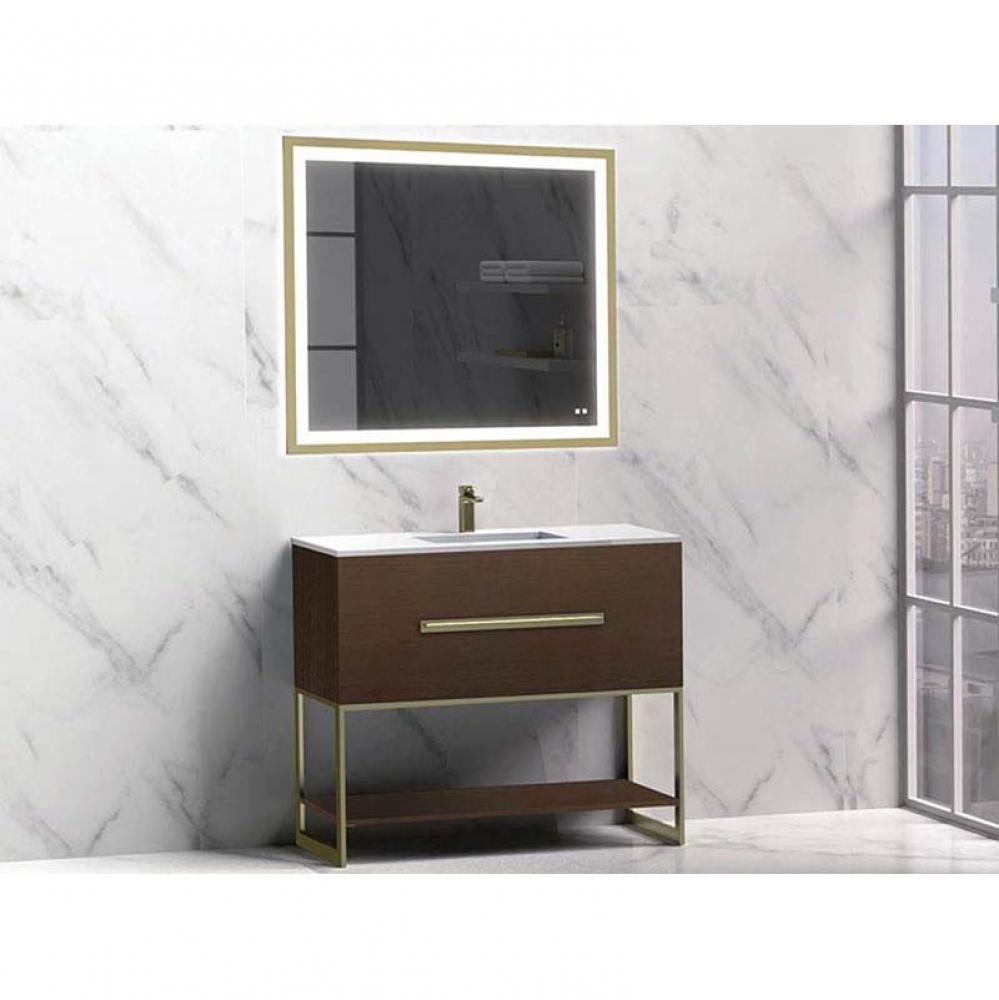 Madeli Loft 42'' Free Standing Vanity Cabinet Walnut/HW: Satin Brass(SB)