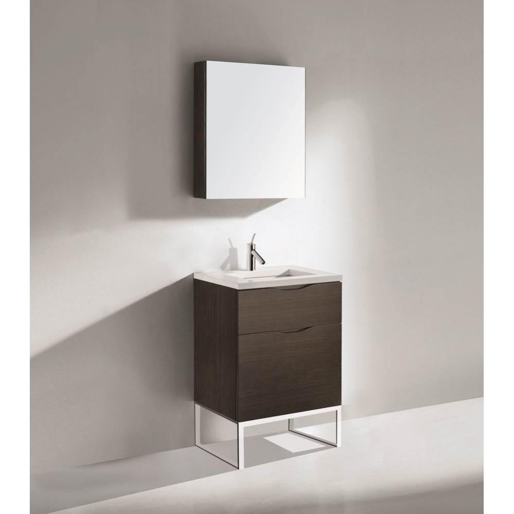 Milano 24'' Free Standing Vanity Cabinet Walnut/HW: Polished Chrome(PC)