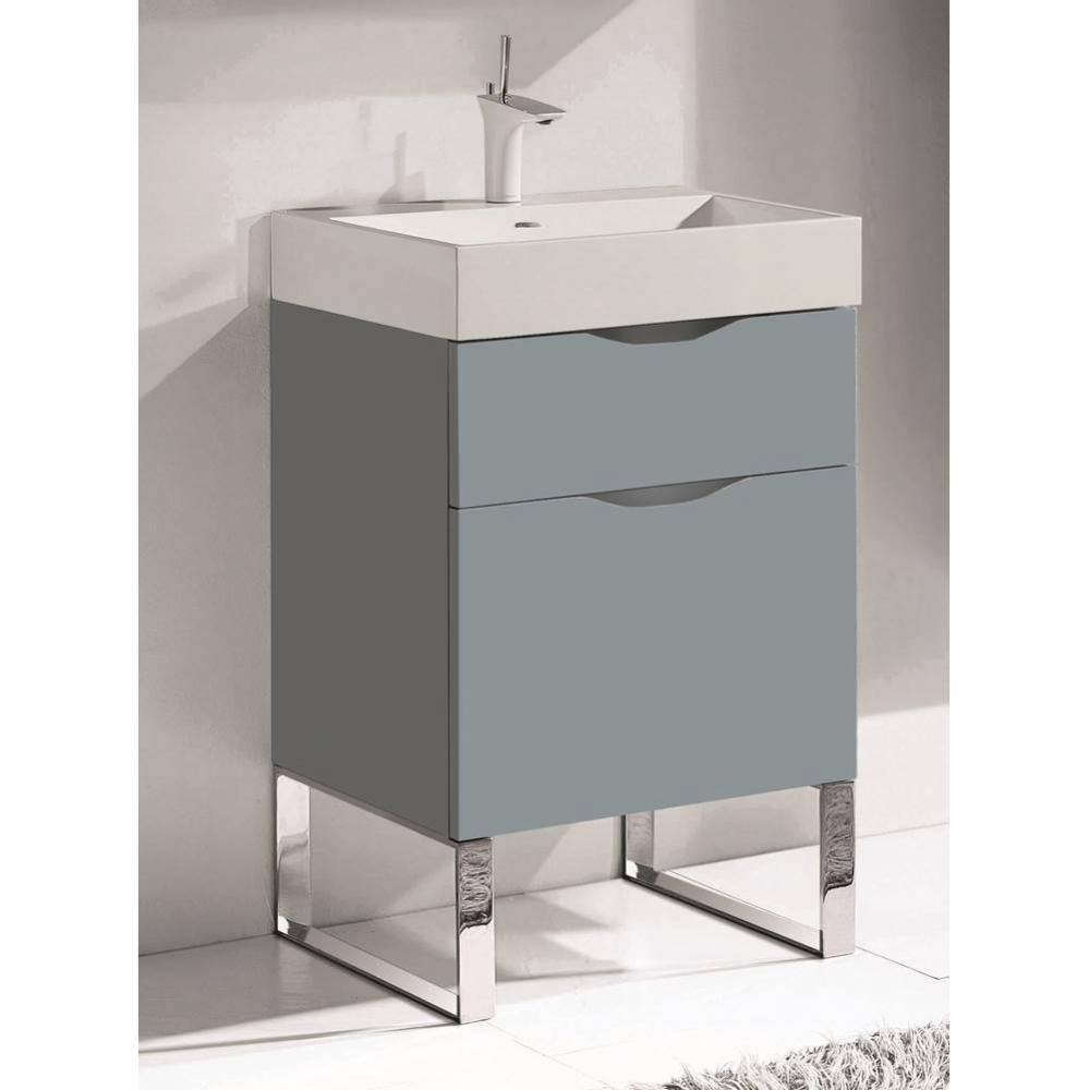 Milano 24'' Free Standing Vanity Cabinet Studio Grey/HW: Polished Chrome(PC)