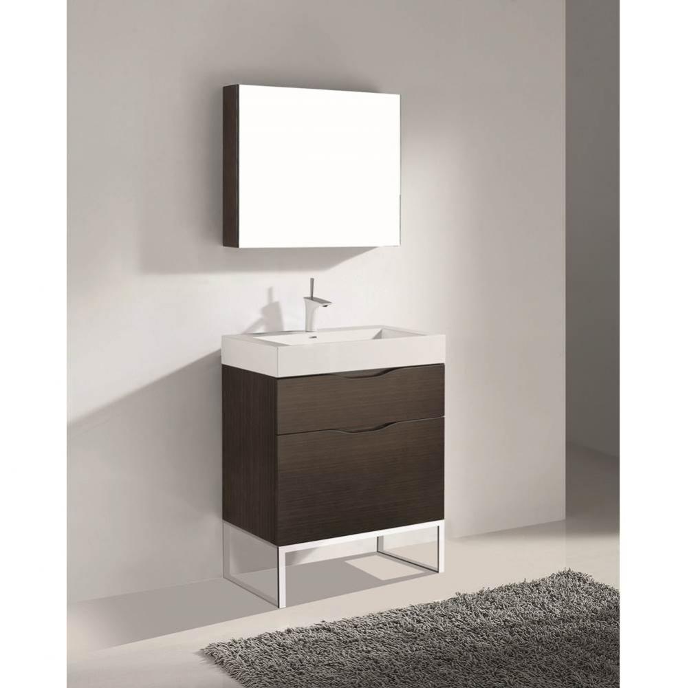 Milano 30'' Free Standing Vanity Cabinet Walnut/HW: Polished Chrome(PC)