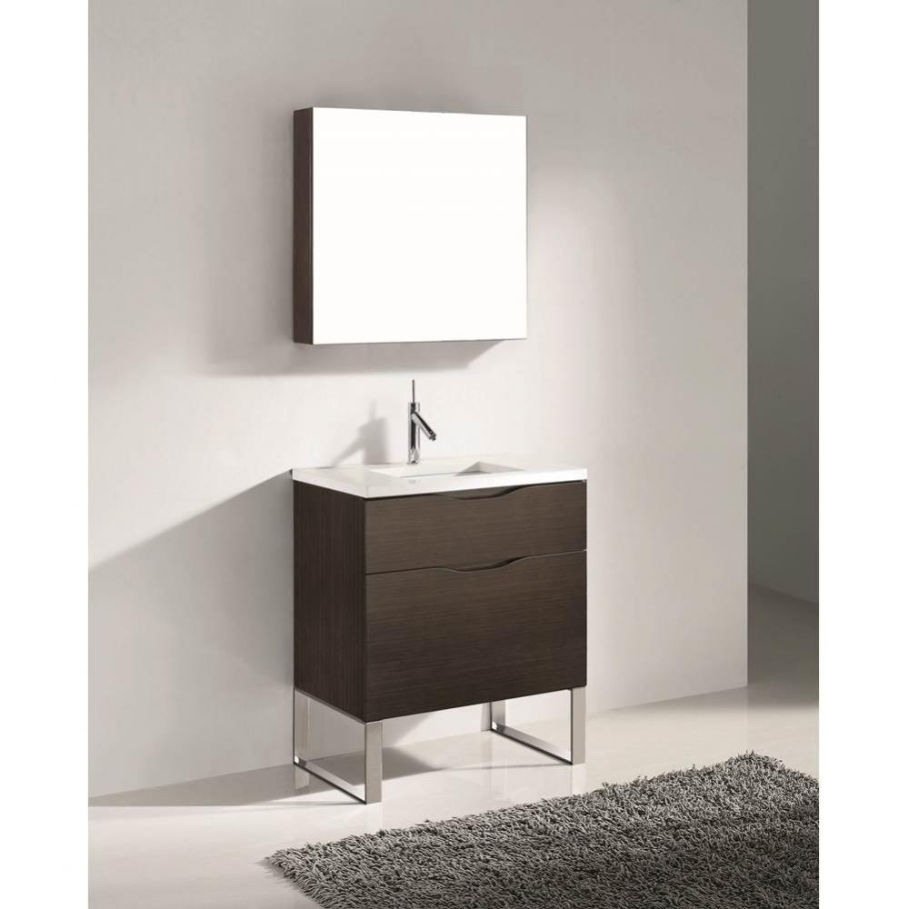 Milano 30'' Free Standing Vanity Cabinet Walnut/HW: Polished Chrome(PC)