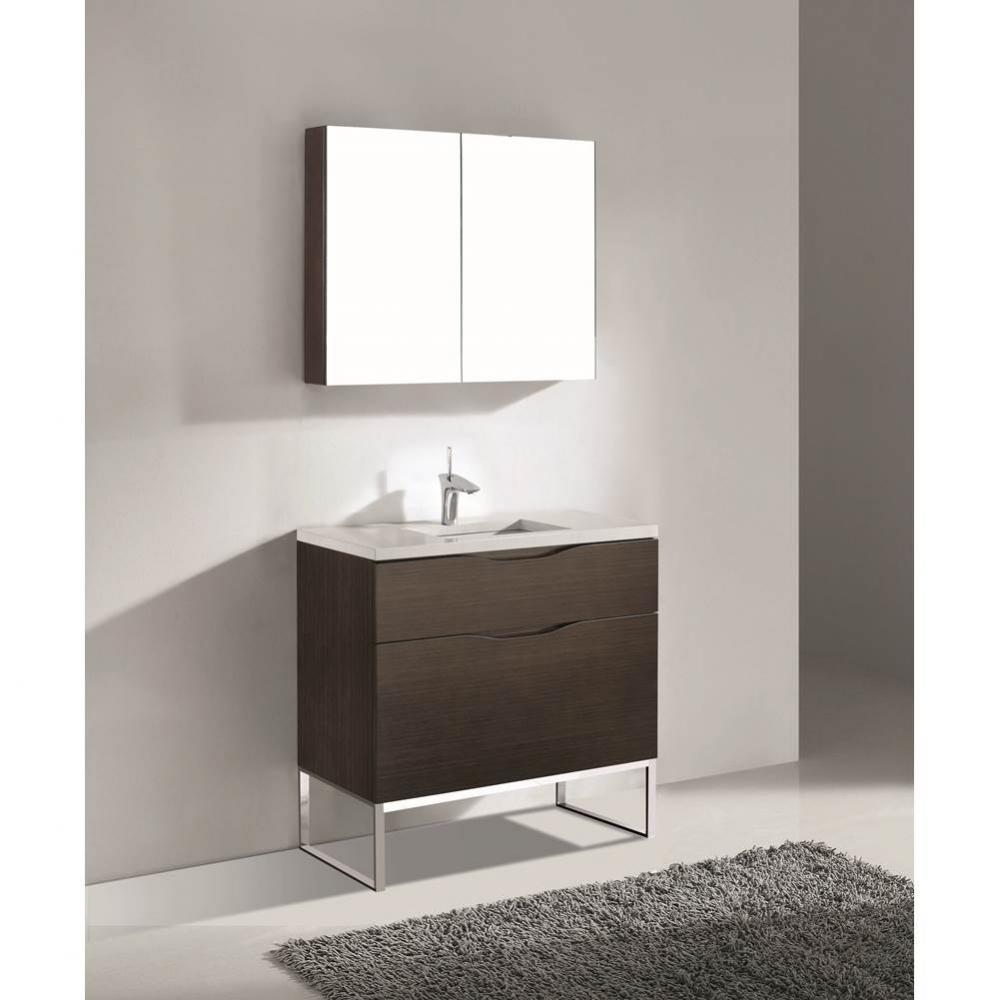 Milano 36'' Free Standing Vanity Cabinet Walnut/HW: Polished Chrome(PC)