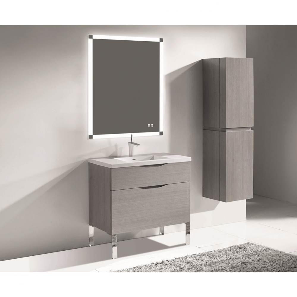 Milano 36'' Free Standing Vanity Cabinet Ash Grey/HW: Polished Chrome(PC)