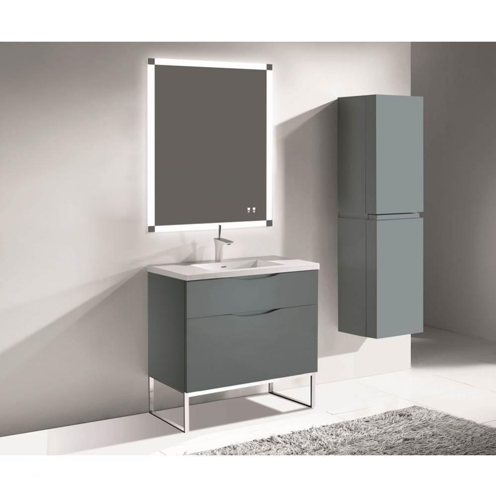 Milano 42'' Free Standing Vanity Cabinet Studio Grey/HW: Polished Chrome(PC)